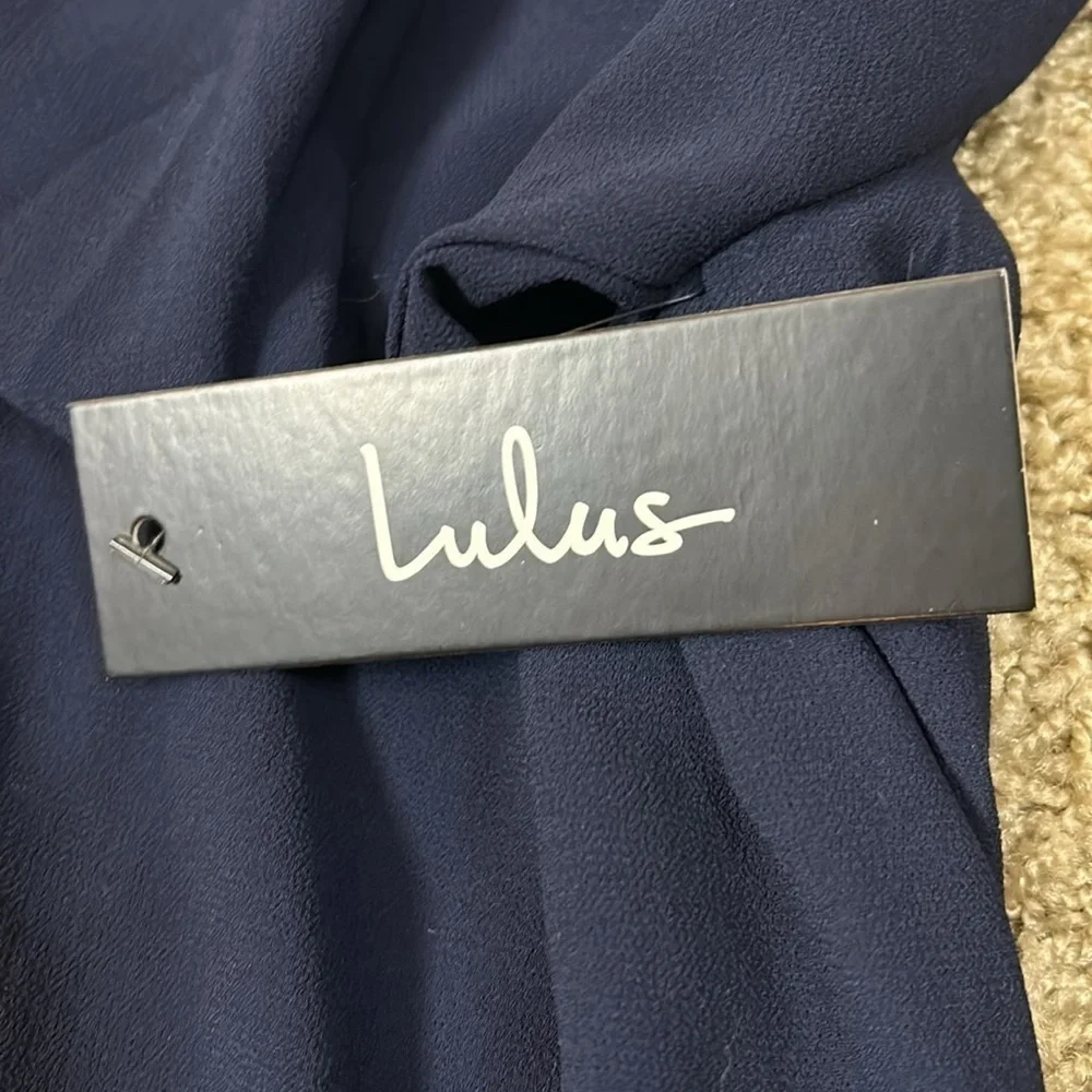 NWT Lulu’s | Shifting Dears Long Sleeve Dress Navy Blue XS - Picture 9 of 11